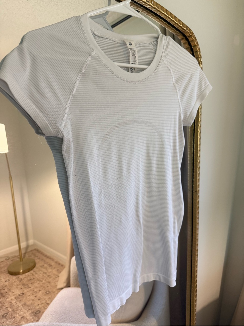 Lululemon Athletica White Ribbed Crew Neck Tee